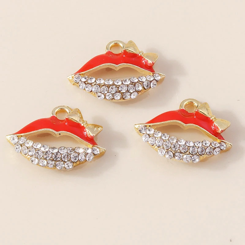 Leslie 10 Stück Mädchen süße Nagellack Lippen rote Lippenstifte Charms für Frauen Ohrringe Armband Halskette Schlüsselanhänger Schmuck Makiing DIY – Detail 26