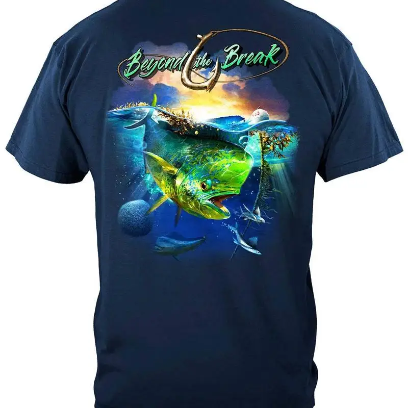 تي شيرت ماهي دورادو دولفين فيش بيوند ذا بريك لصيد السمك 100 قطن كحلي #1