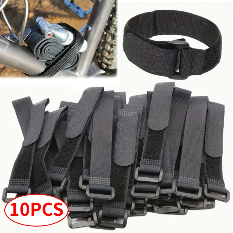 10Pcs 2.5*30cm Nylon Hook & Loop Cable Ties, Reusable Self‑adhesive Fastening Straps Multi‑Purpose Bike Wheel Cable Organizer