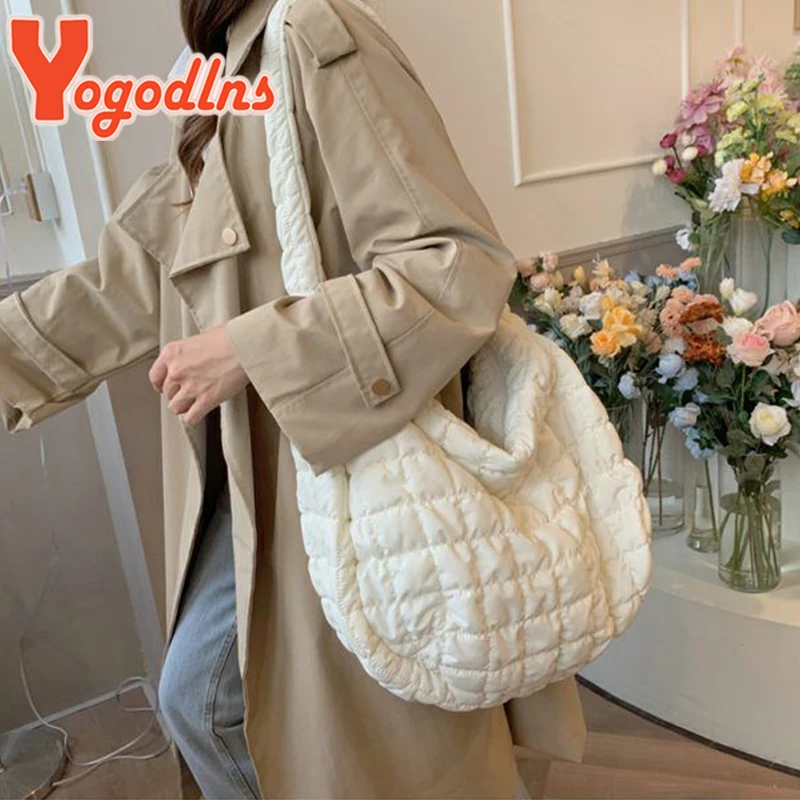 New Quilted Padded Crossbody Bag for Women Pleated Bubbles Cloud Shoulder Bags Large Tote Bucket Bag Ruched Handbags image 2