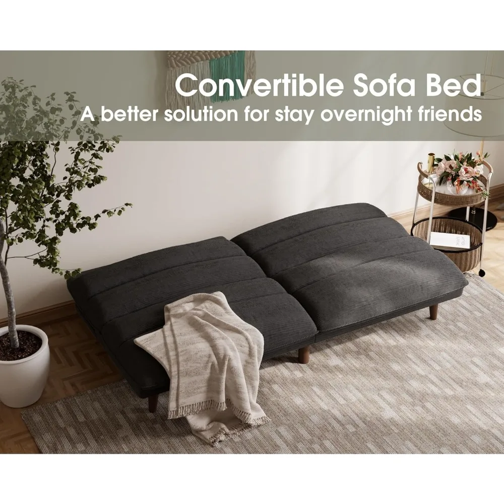 Sofá-cama de veludo futon, sofá-cama ajustável para apartamento pequeno, conjunto de móveis conversíveis para sala de estar, cama dobrável