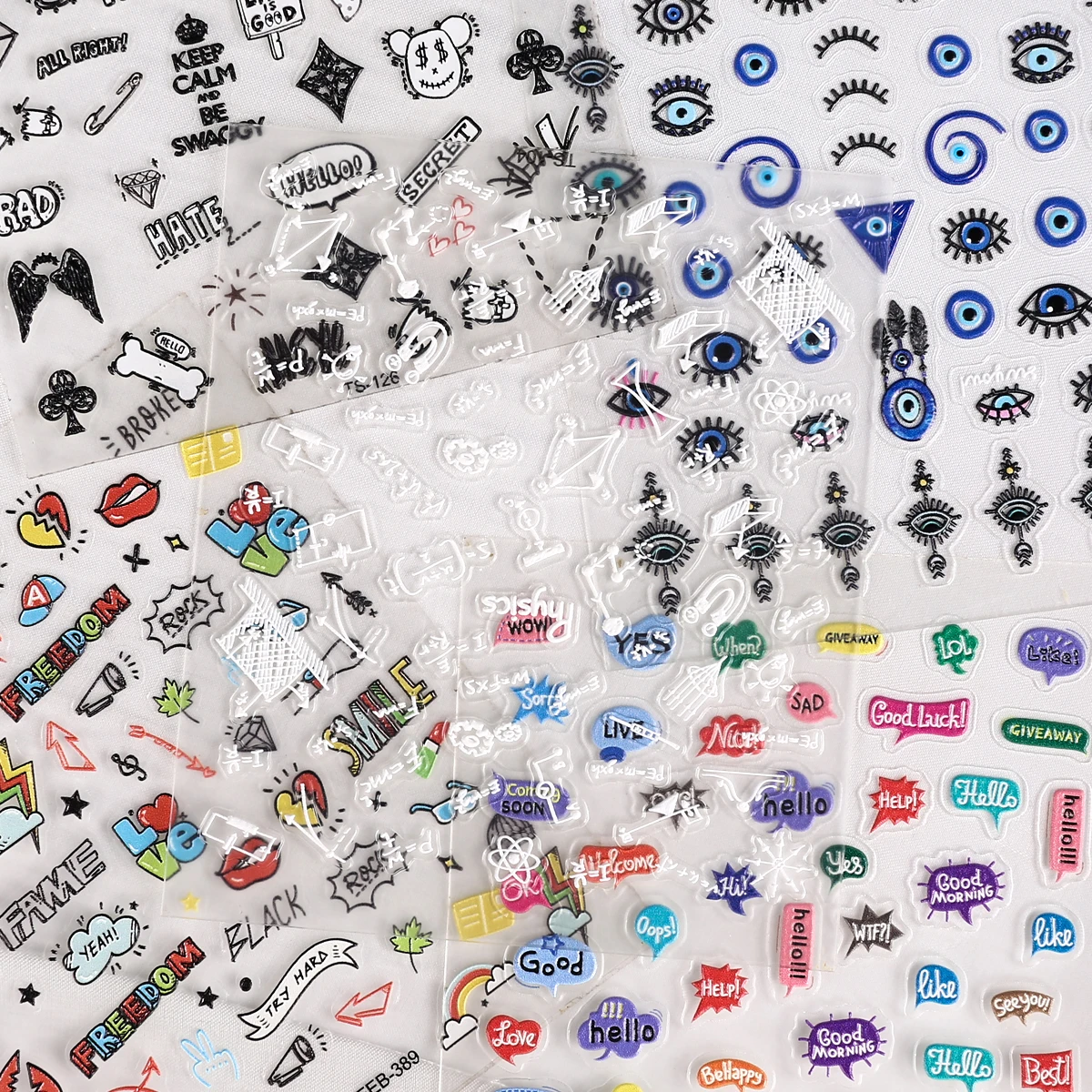 3pc 5D Realistische Dark Serie Dämon Blutige Schädel Auge Web Kreuz Kleber Nail art Aufkleber Aufkleber Maniküre Charms