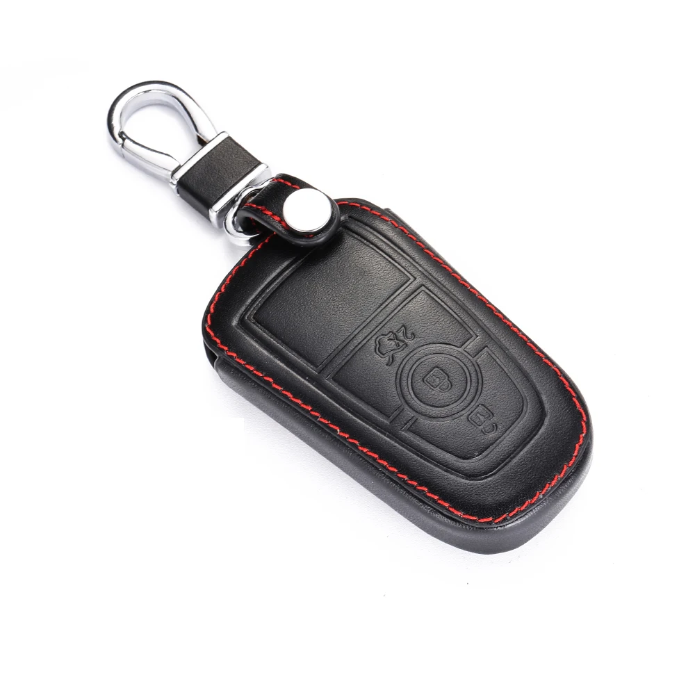 Leather Car Key Case Keychain Cover For Ford Fusion Edge S-MAX Galaxy Mustang KA+ Figo Explorer Expedition Shell Car Accessories