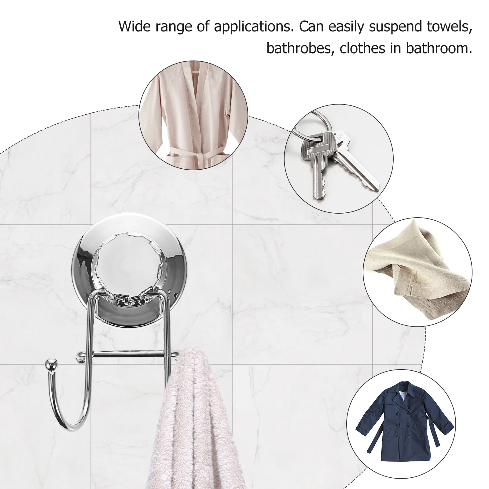

Stainless Steel Wall Hooks Traceless Vacuum Suction Cup Double Hooks For Towel Coat Bag Corrosion Resistant Reusable No