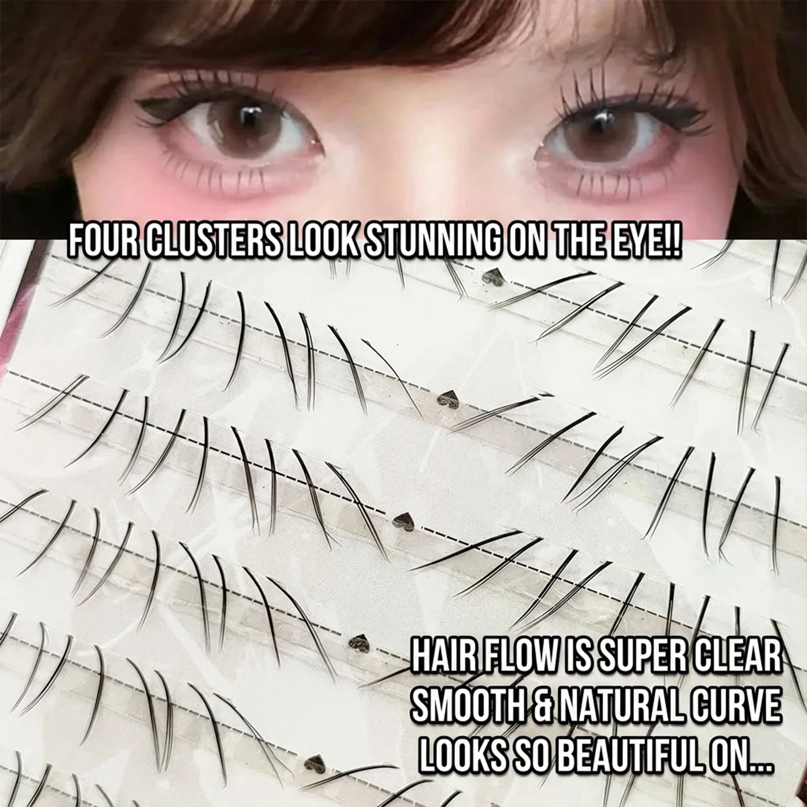 Eyelash Extension Cat Eye - ขนตาปลอมแบบธรรมชาติทรง C Curl สำหรับแต่งหน้าประจำวัน ขนตาไฟเบอร์น้ำหนักเบา ให้เอฟเฟกต์ขนตาต่อแบบยาว