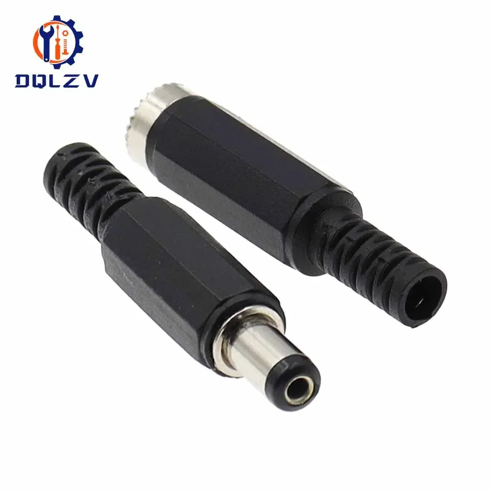 DC female male Power Plug 5.5mm x 2.1mm Male Female Jack Socket Adapter Connectors Set For DIY Projects Connector