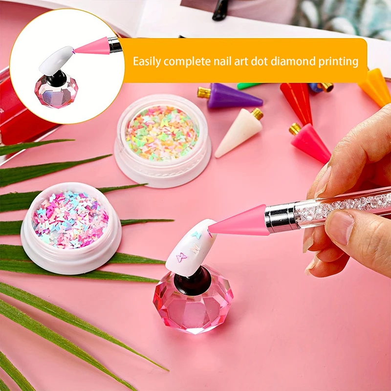 新しい 5 個ネイル点在ワックスペン交換可能なヘッドビーズラインストーン宝石ピッカー点在ペンマニキュア自己粘着ネイルアートツール