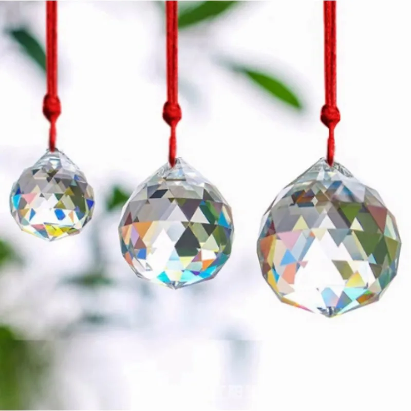 30mm Clear Crystal Ball Prism Pendant, Sun Catcher Rainbow Producer, Suspended Crystal Prism, Illuminated Bead Prisma Pendant