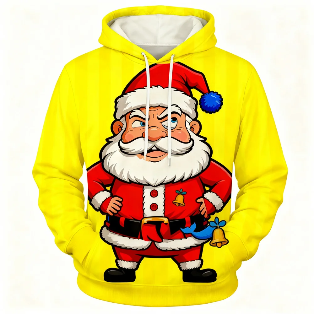 الرجال النساء مضحك سانتا كلوز الجرافيك هوديس 3D طباعة مجردة عيد الميلاد موضوع عارضة مقنعين قمم ملابس مريحة فضفاضة #1