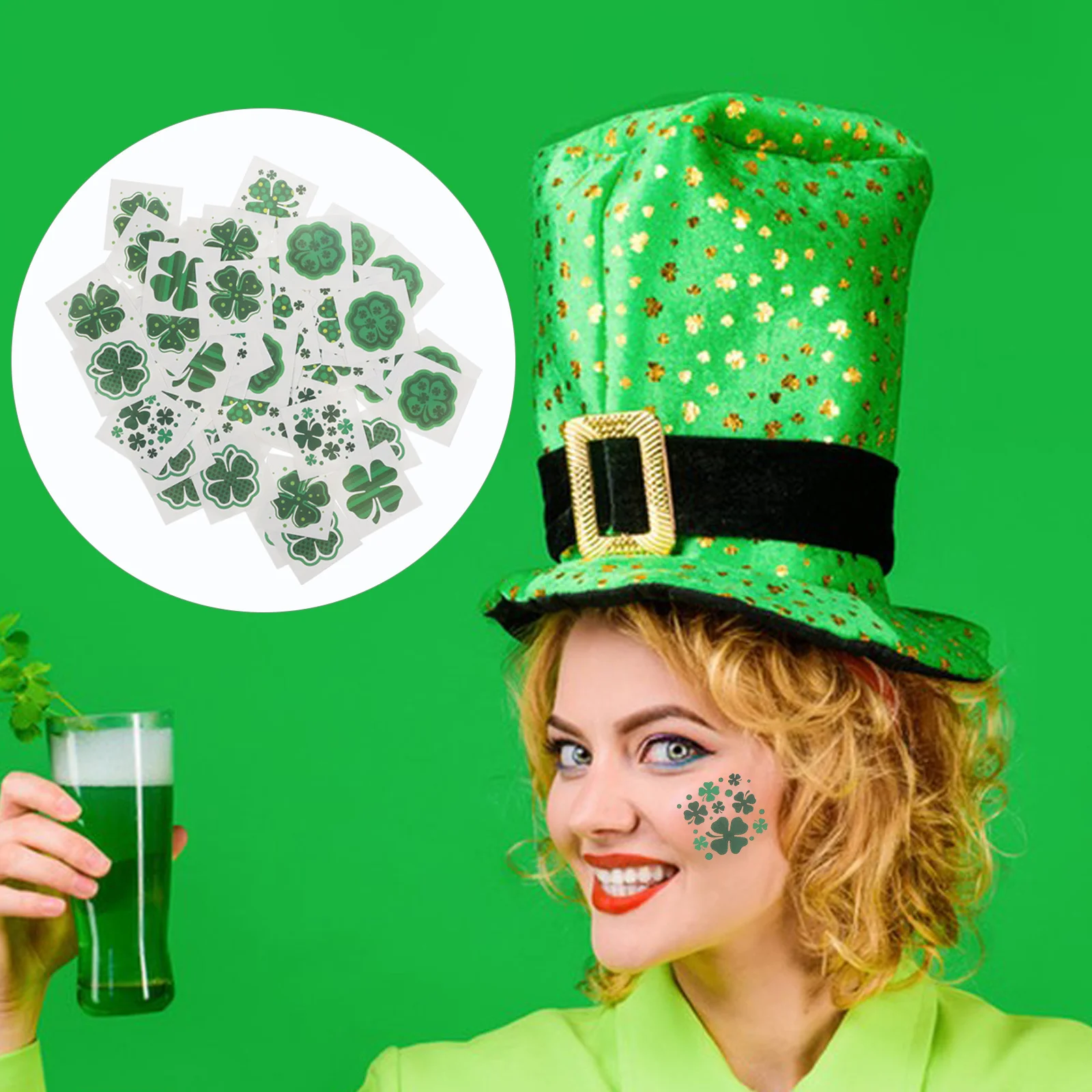 

144Pcs St Patrick's Day Temporary Body Tattoos Colorful Cartoon Stickers Party Pastes Waterproof for Face Arm Leg