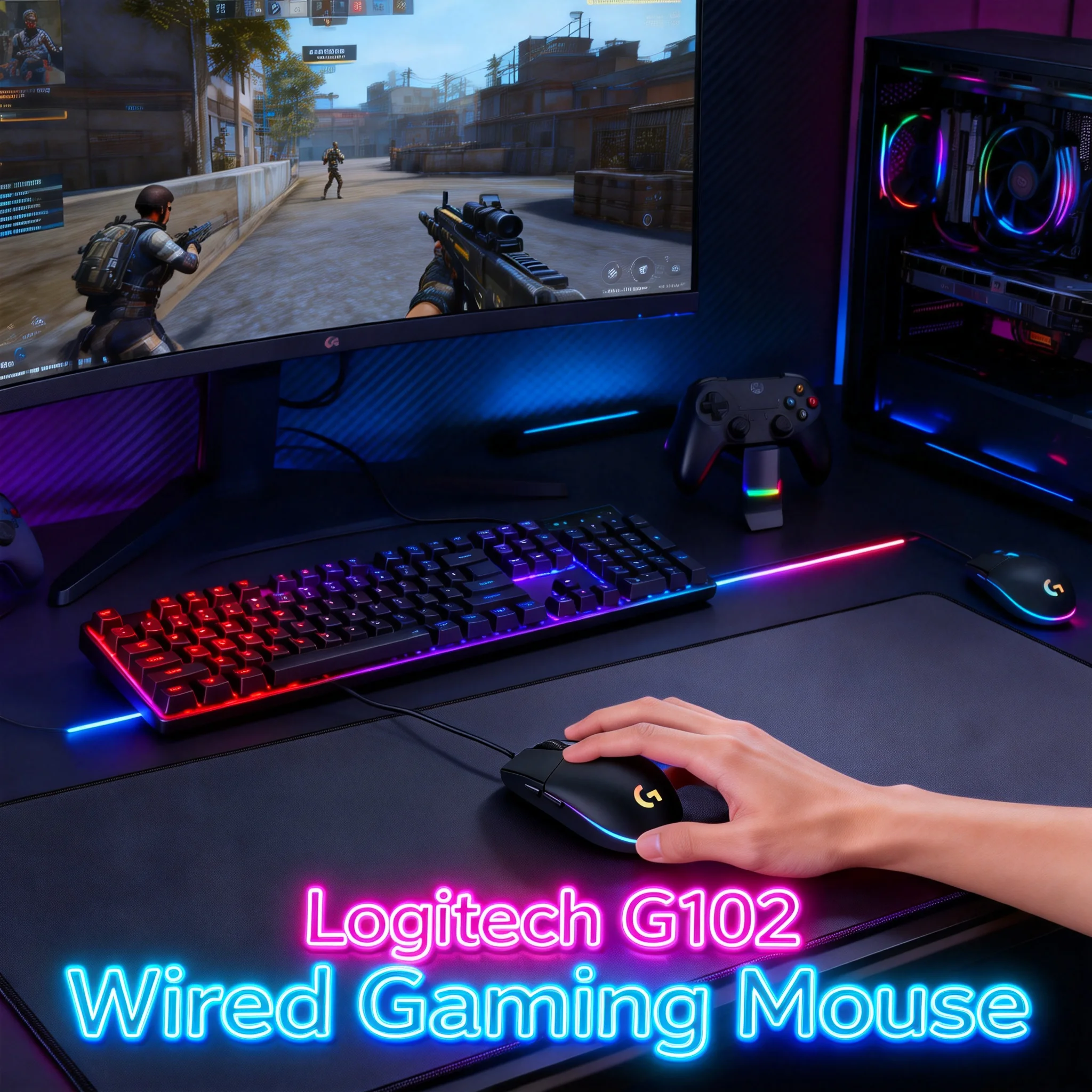 

Игровая мышь Logitech M102: прочная, компактная, проводная, 8000 DPI, с оптическим эффектом «Радуга», для путешествий, ноутбуков и компьютеров