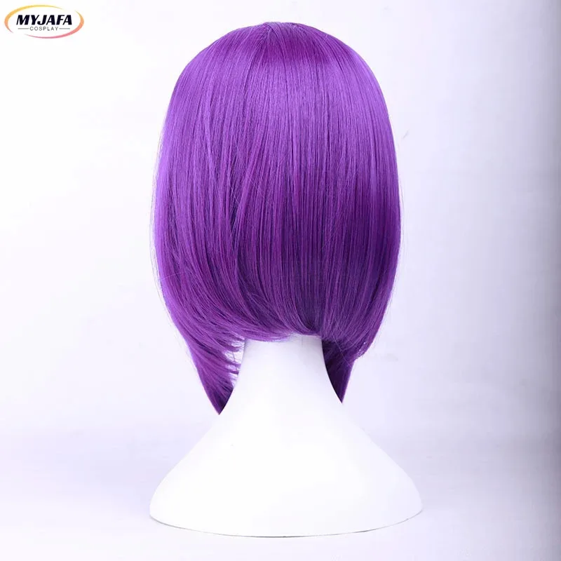 111 www alta qualidade anime raven perucas roxo curto resistente ao calor cabelo sintético perucas cosplay + peruca boné