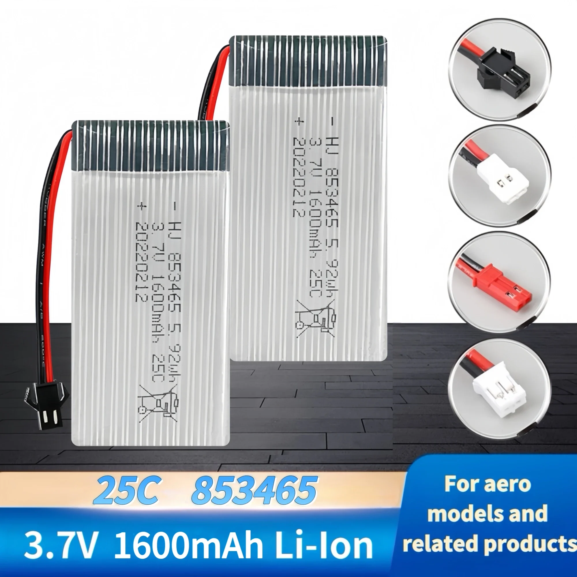 853465 Model Aircraft Battery 3.7V 1600mAh Lipo Battery USB Charger For JJRC A6 Drone Accessory Quadcopters Fixed-wing RC plane