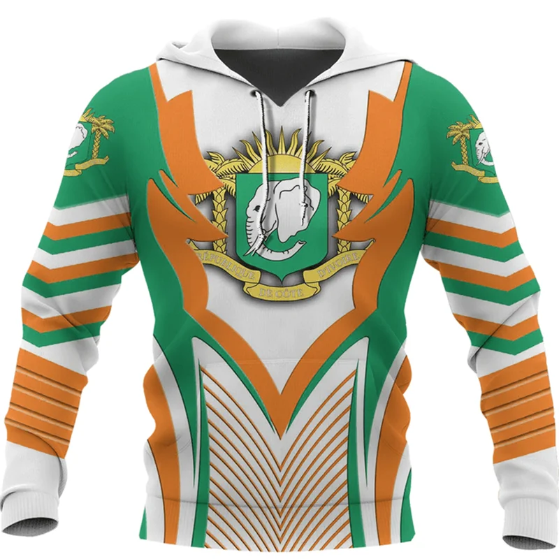 

Ivory Coast Flag Map Graphic Sweatshirts CI National Emblem Zip Up Hoodie For Men Clothing Casual Male Hoody Sport Boy Pullovers