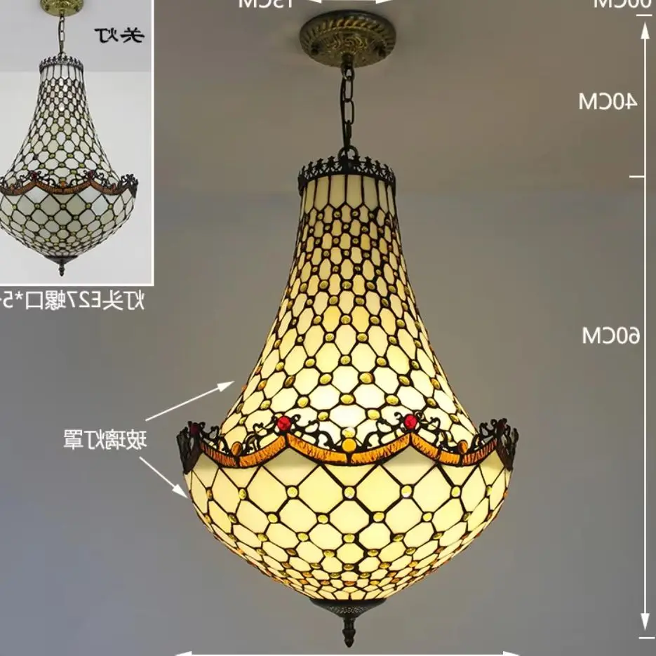 European Simple Art Glass Chandelier for Staircase Duplex Building Villa Rotating Lighting Fixture