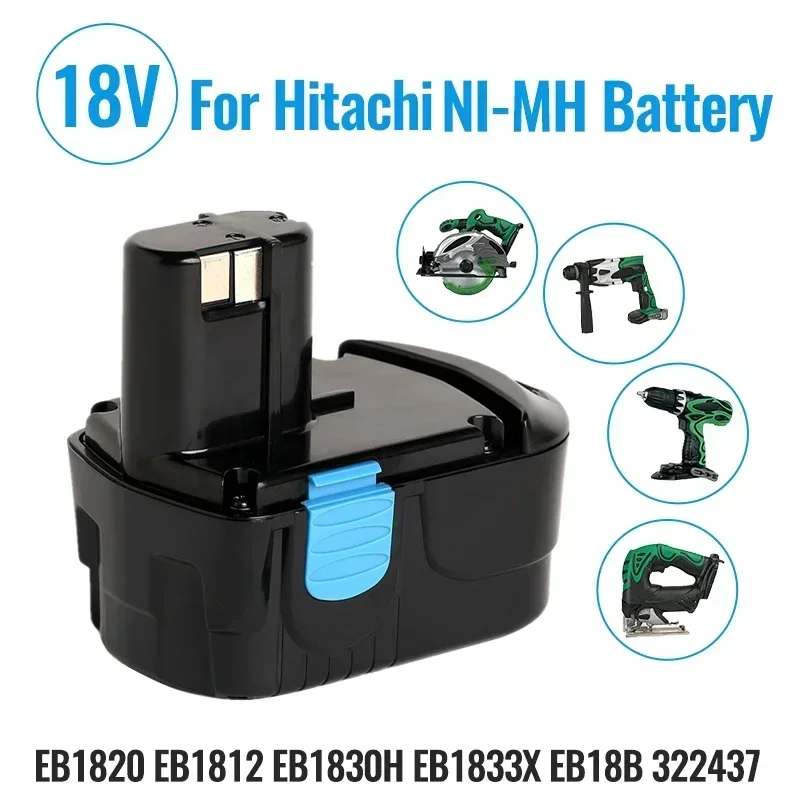 

2024 new 18V rechargeable Ni-Cd battery pack 12800mah for Hitachi cordless Electric drill screwdriver EB1820 EB1812 EB18-2YR