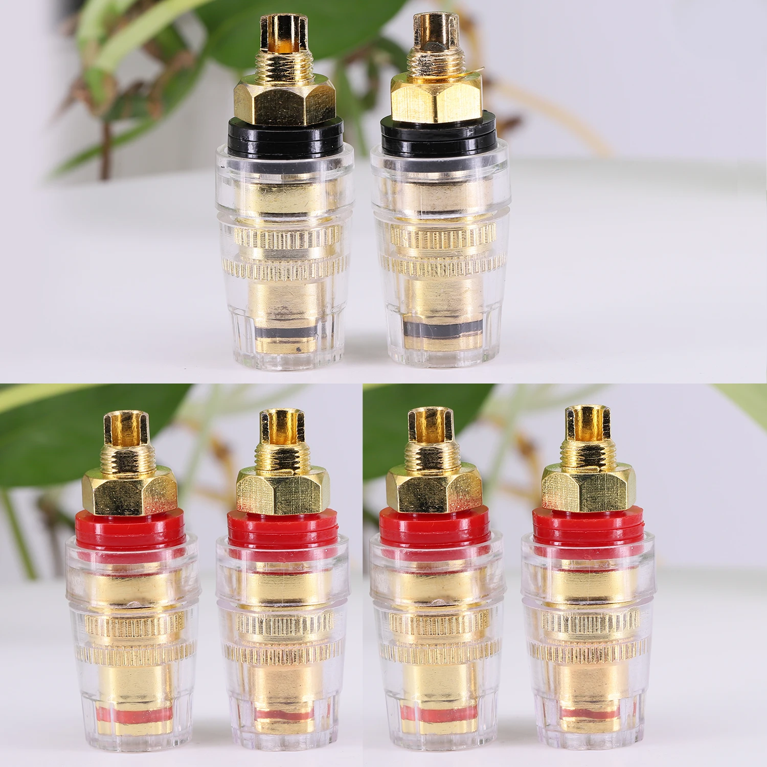 8MM Speaker Terminal Connector Amplifier Audio Spade Binding Post Brass Gold-plated High Current Crystal Terminal Banana Socket