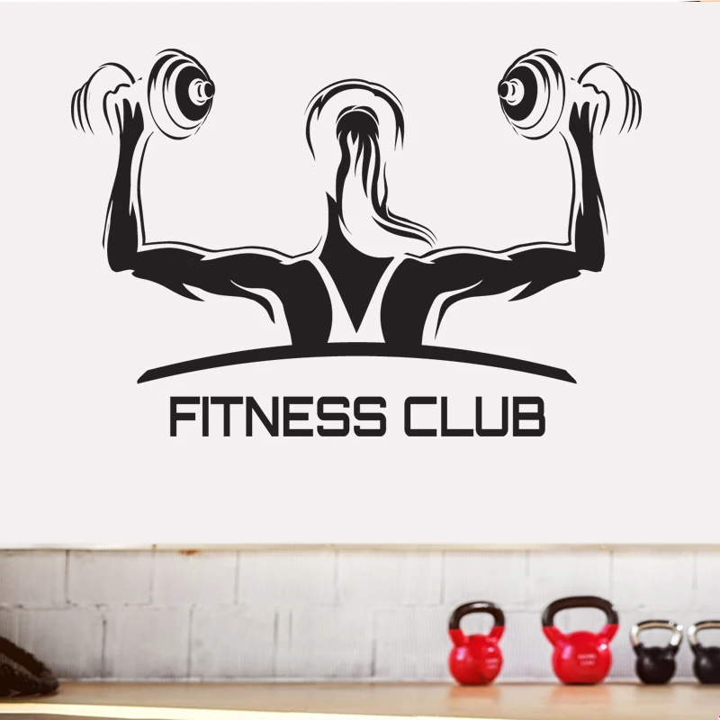 

Fitness Wall Decal Woman Gym Sticker Body-building Posters Vinyl Mural Crossfit Muscle 1002