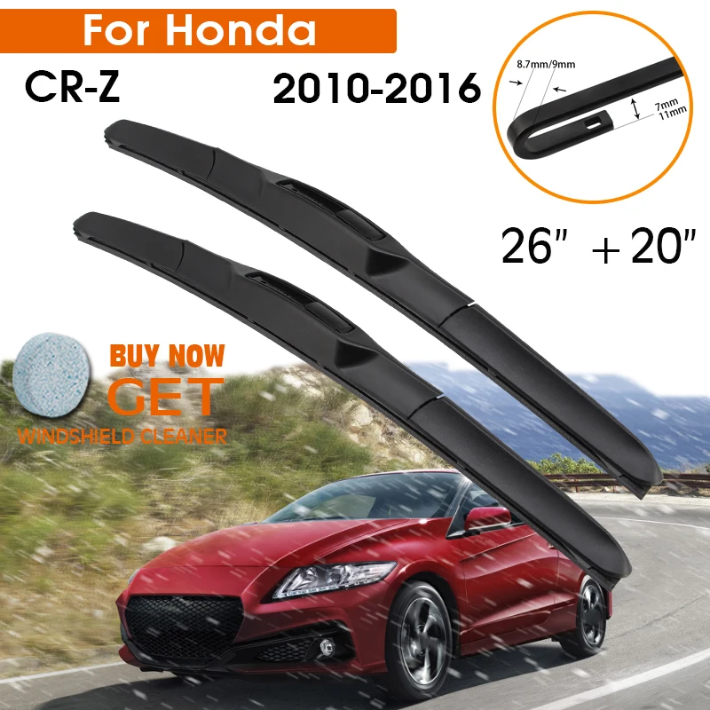 

Car Wiper Blade For Honda CR-Z 2010-2016 Windshield Rubber Silicon Refill Front Window Wiper 26"+20" LHD RHD Auto Accessories