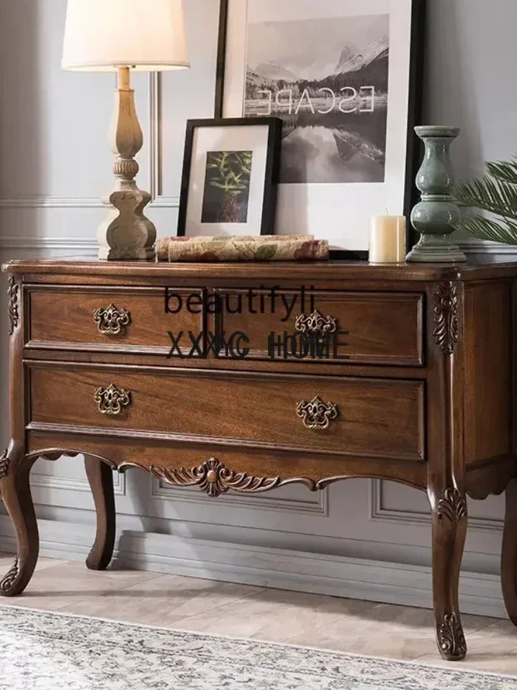 American-Solid Wood Home Entrance Cabinet Aisle Hallway View European-Style Living Room Locker