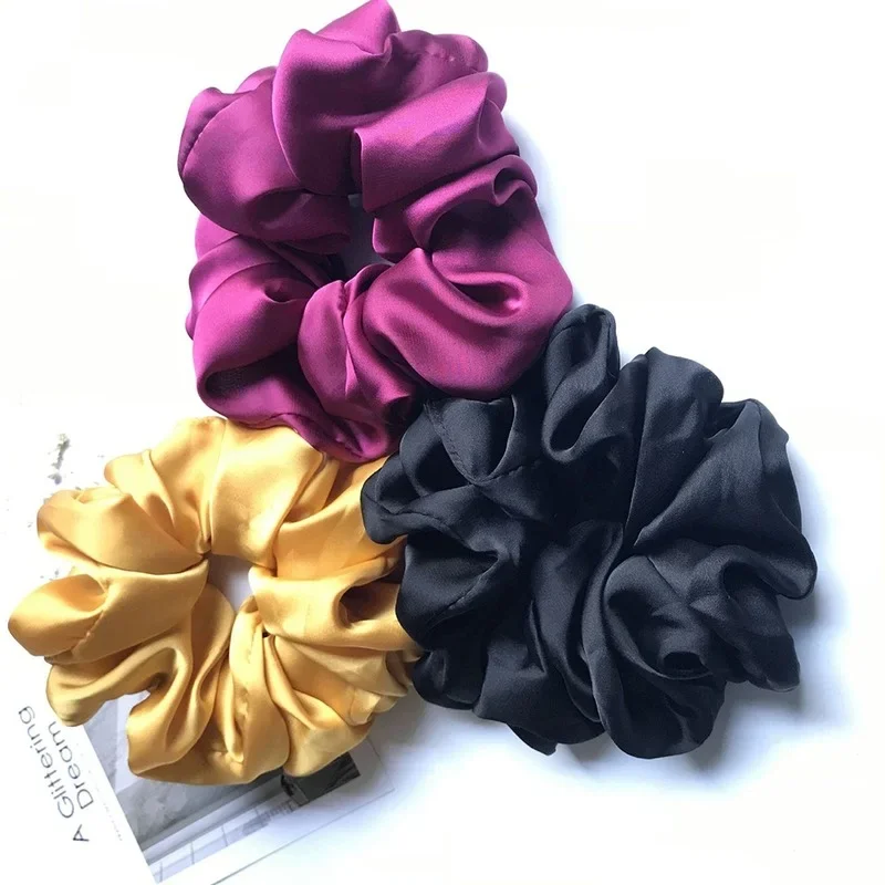 Oversized Scrunchies Big Rubber Hair Ties Elastic Girs Ponytail Holder Smooth Satin Scrunchie Women Hair Accessories SA506