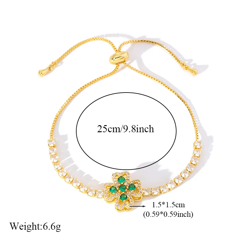EILIECK Neue Mode Edelstahl Rotierendes Grünes Kleeblatt Zirkon Halsketten-Armband-Set für Frauen Trendiger Wasserdichter Schmuck Geschenk – Detail 9