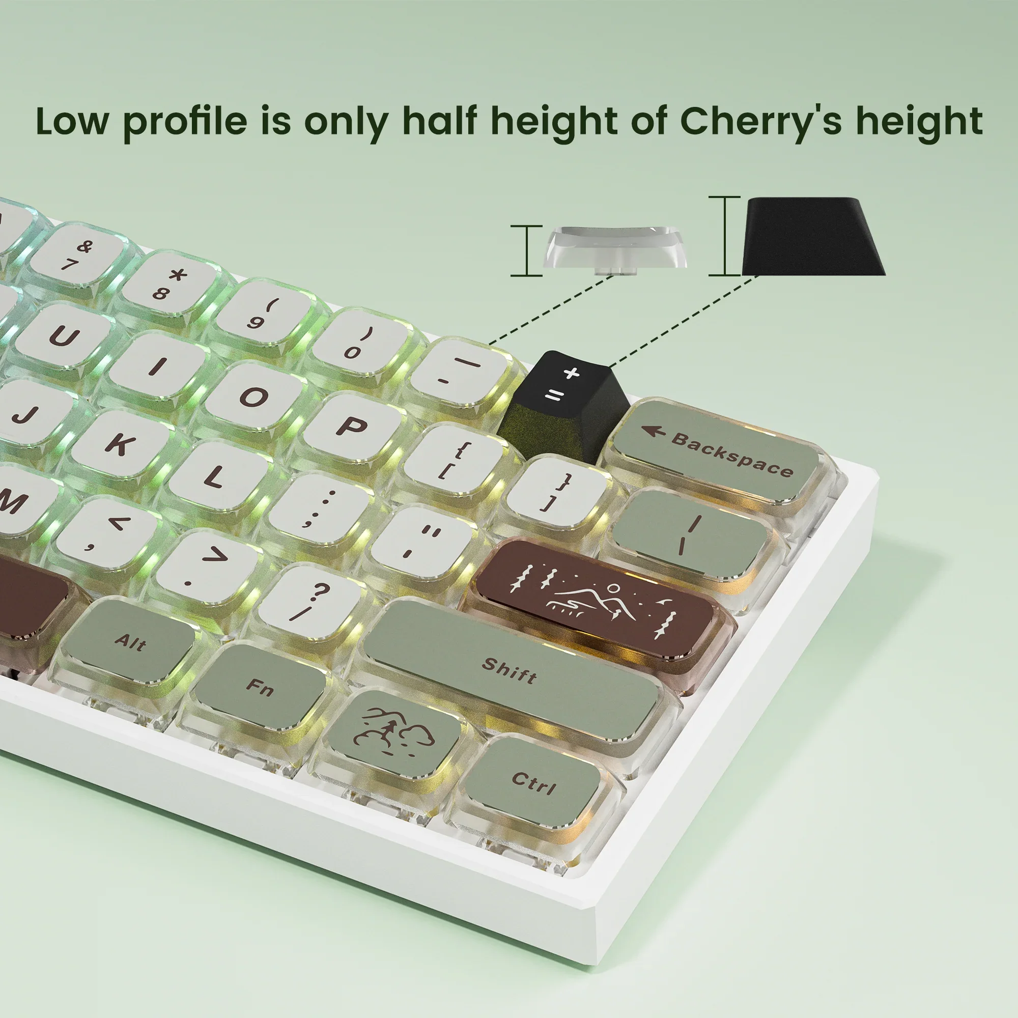 XVX-Mist Dye-Sub Low Profile Keycap, Keycaps coloridos, Moda DIY, 125 Chaves