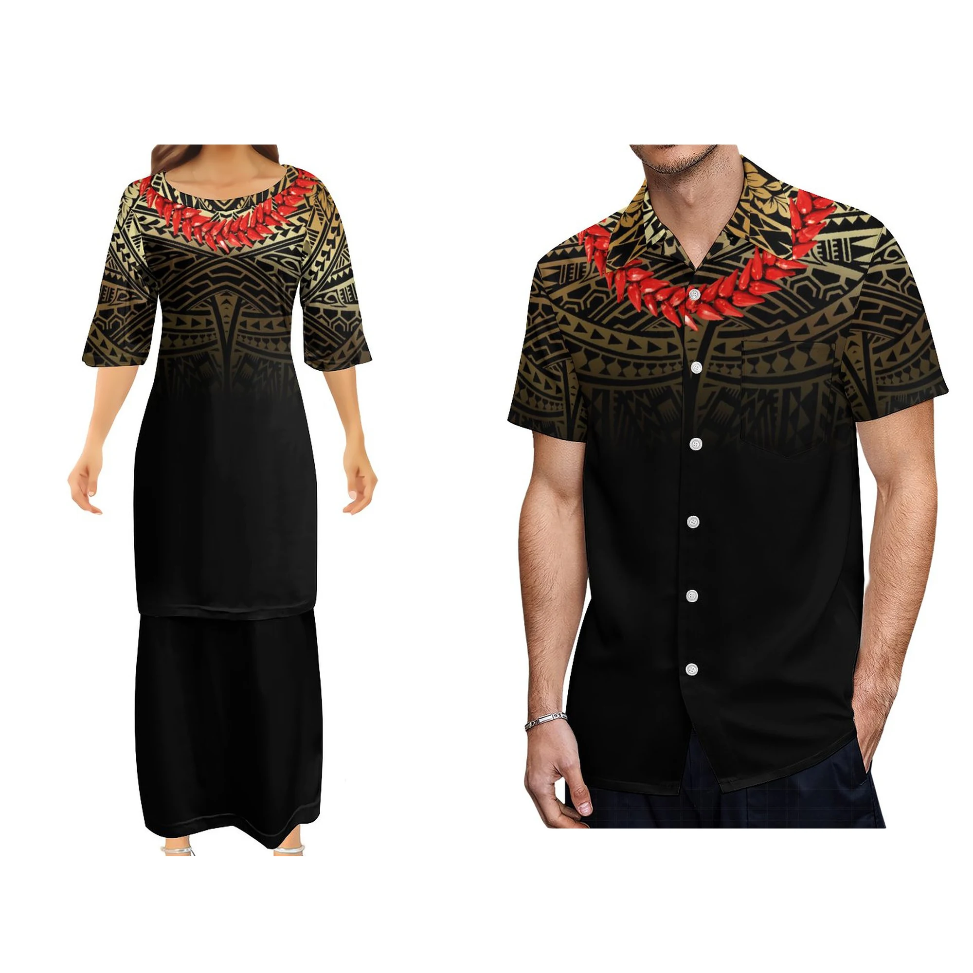 Samoan-Collier personnalisé Ula Nifo pour femme, jupe longue décontractée, chemise d'art vintage pour homme, motif respecté, robe pour femme, grande taille