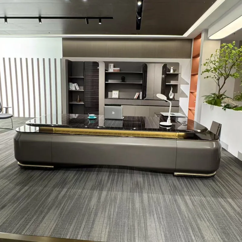 Desk Boss Table Italian Minimalist Modern Light Luxury Office Chairperson President Large Class Desk Book Desk Chair Combination