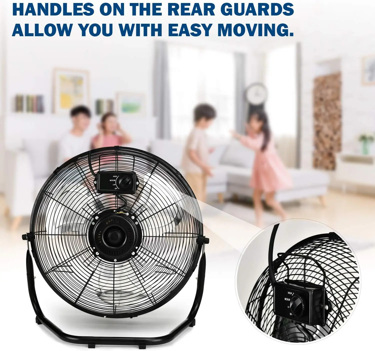 High Velocity Heavy Duty Metal Industrial Floor Fan for Warehouse,Workshop, Factory and Basement,