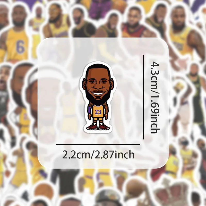 Bandai 60PCS LeBron James Cartoon Stickers Phone Trunk Refrigerator Skateboard Waterproof Anime Stickers Anime Figure Image Toys