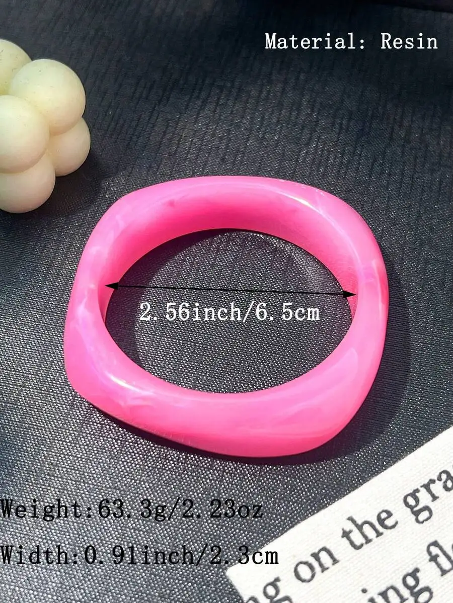 

Pink Resin Bangle Bracelet Minimalist Elegant Fashion Jewelry For Women