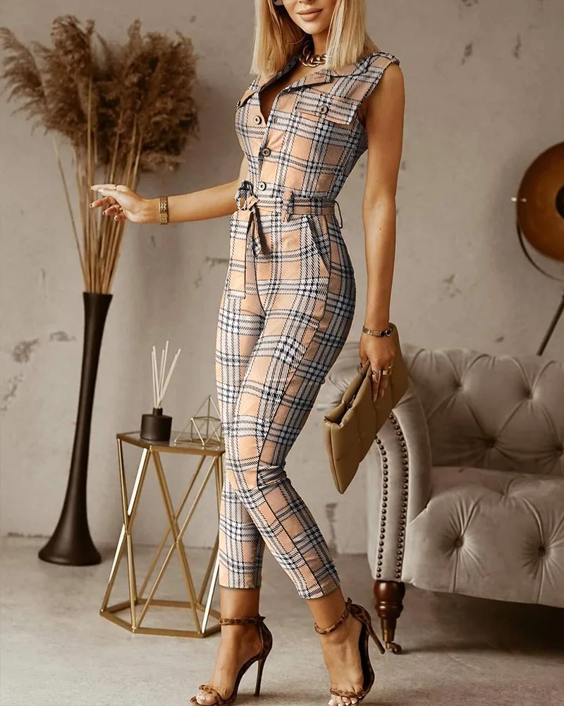 

Khaki Color Women Svel Jumpsuit Casual Pants One-Piece Suit Comfortable Breathable Fabric Polyester And Other Materials