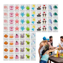 Mahjong Game Set 65PCS Flag Pattern Tile Games Mahjong Tiles Set for Family Party Seaside Escape Block Puzzle Fun Board Games