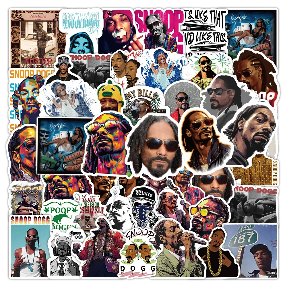 10/30/60 Uds Snoop Doggy Dogg pegatinas de dibujos animados Cool rapero Graffiti Fans regalo juguete DIY portátil guitarra coche decoración fresca calcomanía