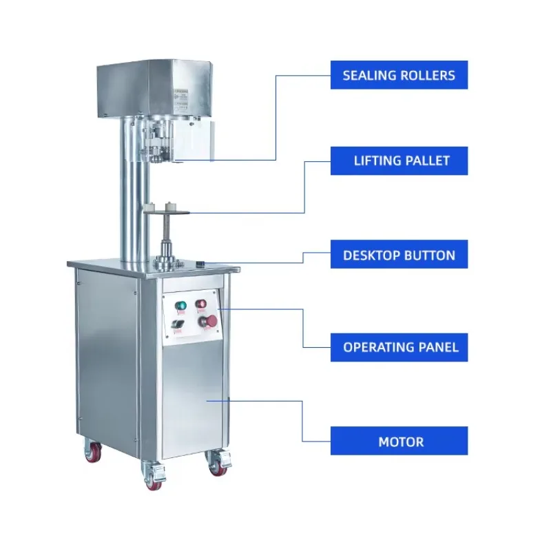Electric Semi-Automatic Beverage Paper Canned Pineapple Fruit Mango Pulp Ring Pull Tin Can Sealing Machine