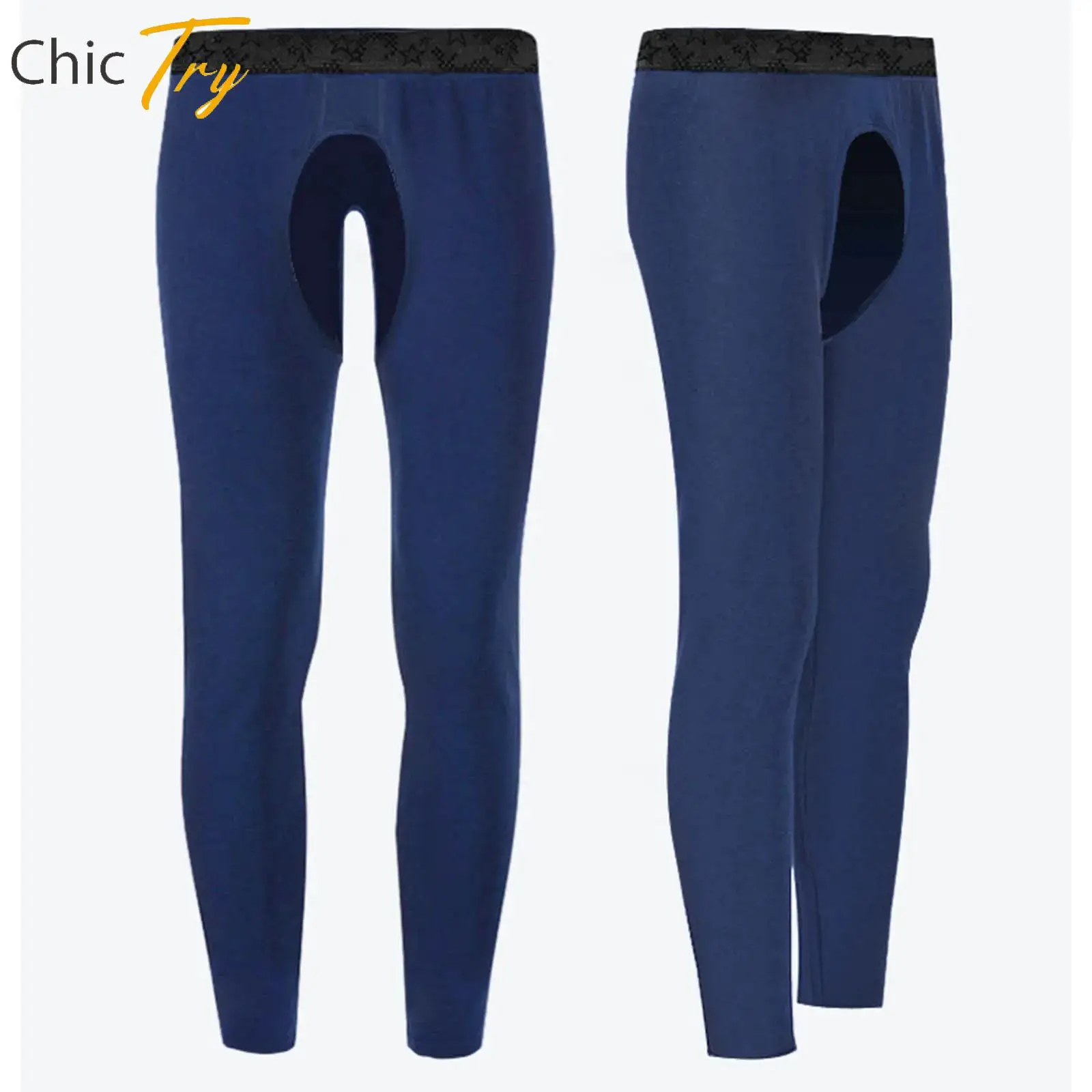Mens Breathable Soft Cutout Crotch Basketball Workout Pants Stretchy Yoga Leggings Gym Sports Clothes Thermal Underwear Bottom