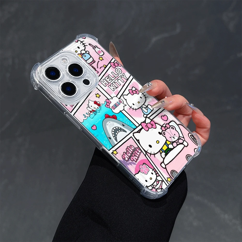 

Sanrio KT Soft Phone Case For IPhone 14 IPhone 16/15/14/13/12/11/x/xs/xs Max Women Phone Cases Hellokitty Kawaii Accessory