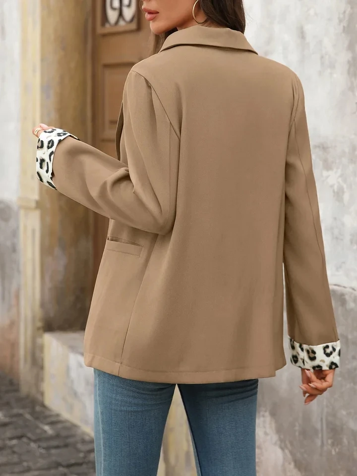 

Women's Coat Temperament Autumn Fashion Daily Clothing New Retro Leopard Print Patchwork Commuting Suit for Women