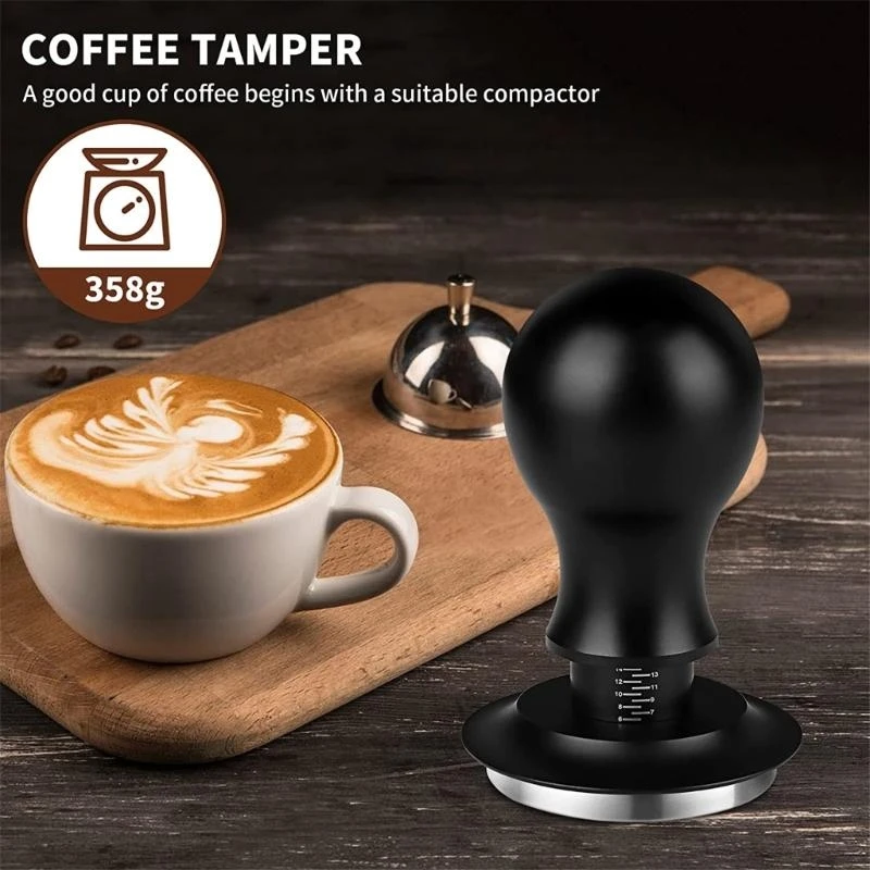 96GF Coffee Powder Press Springs Calibrated Tamping Stainless Steel Flat Base IdealGift Graduated Coffee Powder Press 51/58mm