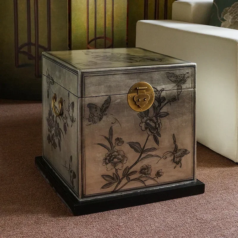 Living Room Square Creative Hand-Painted Bedroom Side Cabinet Side Table Small Coffee Table