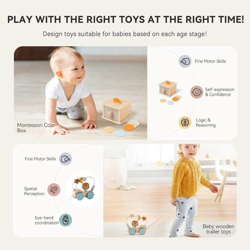 Drewniana zabawka Montessori Baby Coin Ball Busy Drum Color Shape Cognition Match Puzzle Game Toy Baby Early Education Sensory Toy Gift