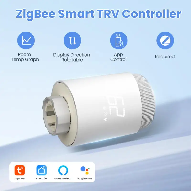 

Tuya ZigBee Smart TRV клапан термостат умный привод радиатора программируемый регулятор температуры работает с Alexa Google Home