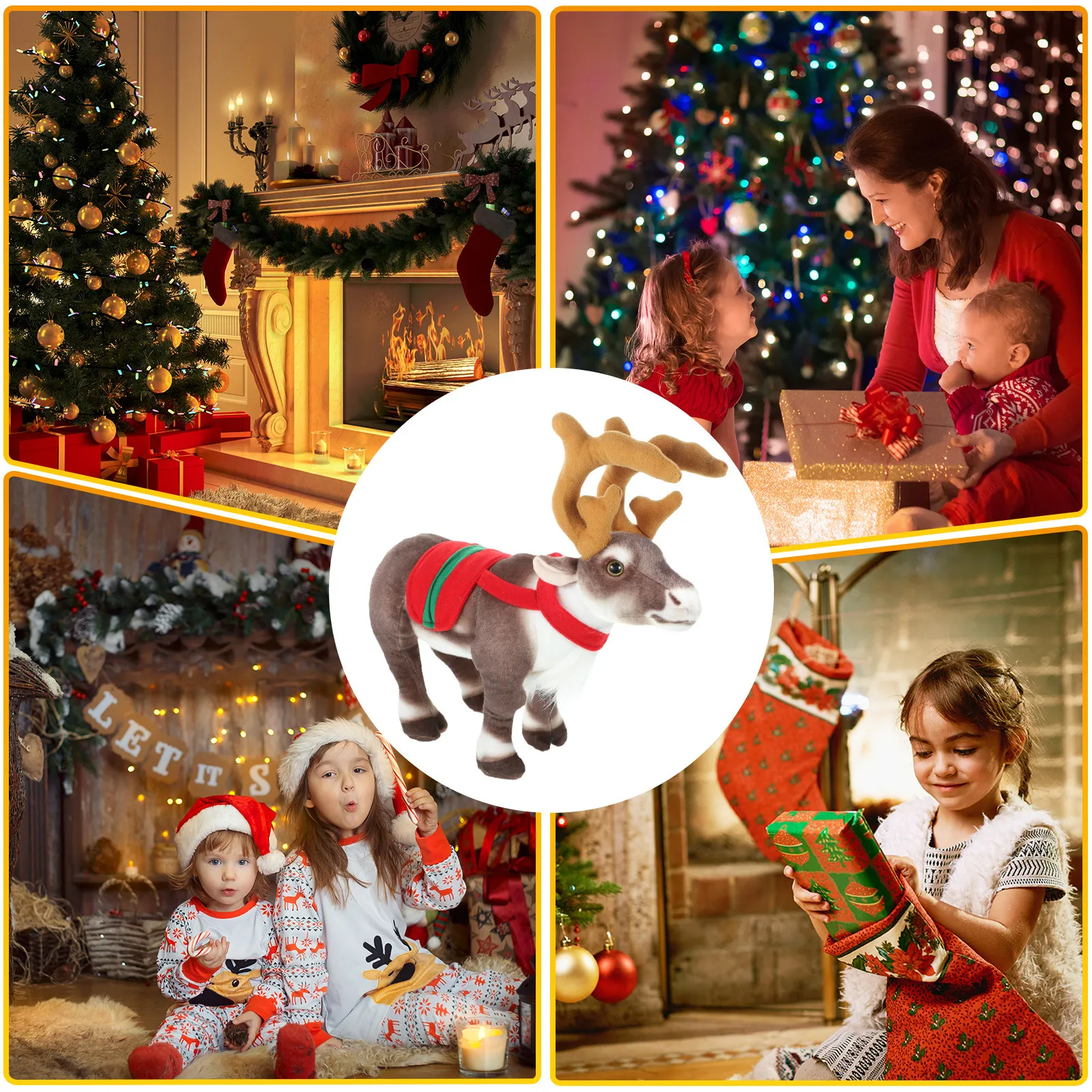 

Christmas Reindeer Stuffed Animal Lovely Soft Deer Decoration Perfect Home Table Bookshelf Sofa Christmas Gift Festive Xmas