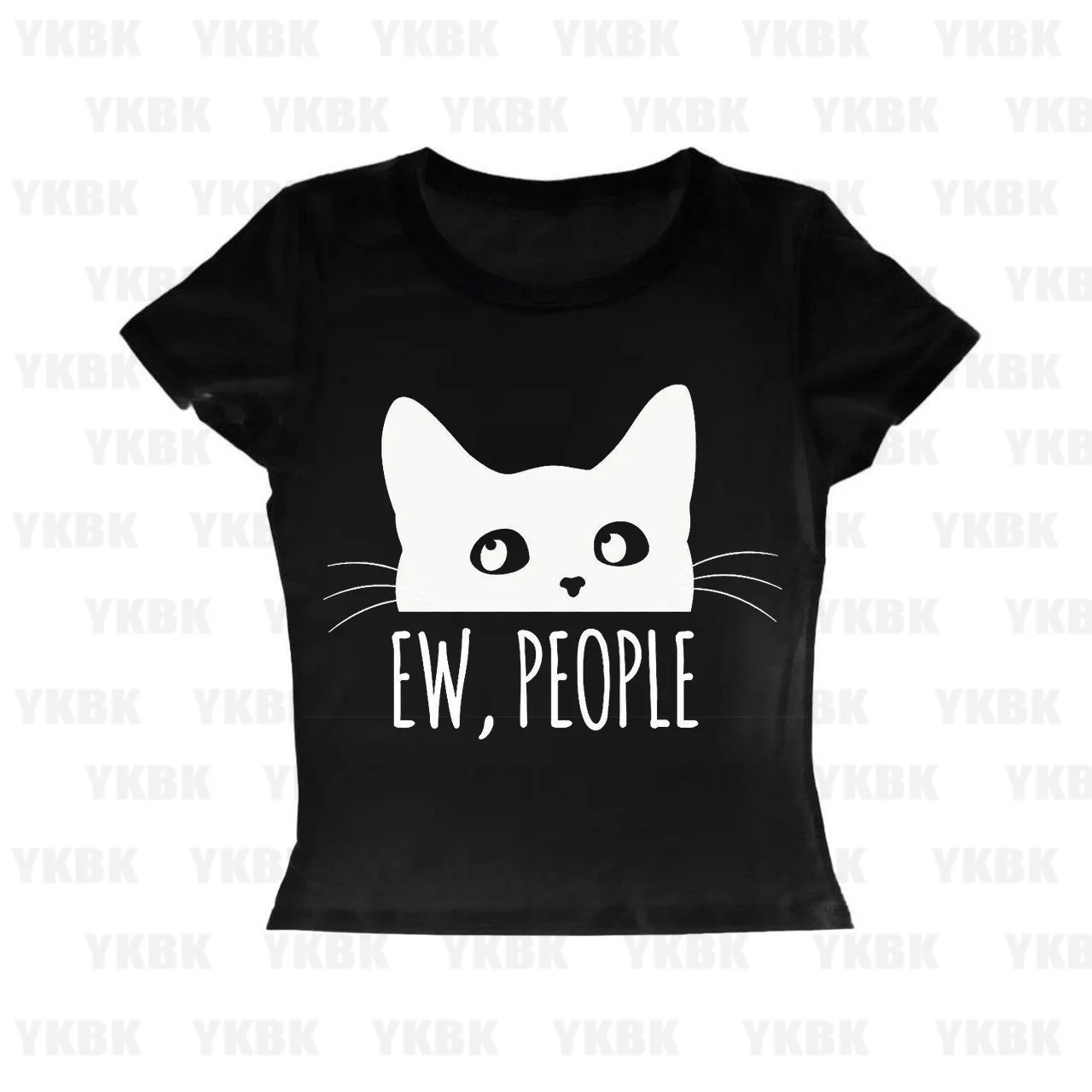 

Забавная футболка с котом для женщин, винтажная одежда в стиле эмо, ретро-уличная одежда 2000-х, готика, футболка с длинным рукавом в рубчик для E-Girls