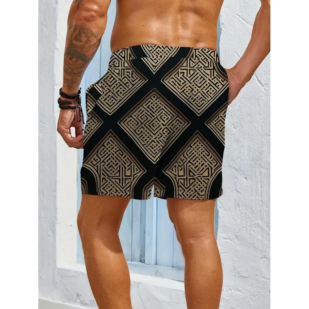 1pcs Men's Short swim trunks2026 Summer 3D Printed Short sleeve Quick drying running Men's pants Polyester Breathable