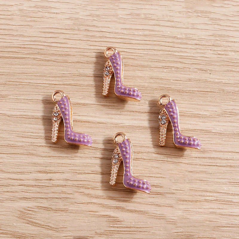 Tusember 10 Stück Niedliche Kristall-Lippenstift-, Handtaschen-, Schuh- und High-Heel-Anhänger für Halsketten, Ohrringe, Armbänder und Bastelarbeiten – Detail 11