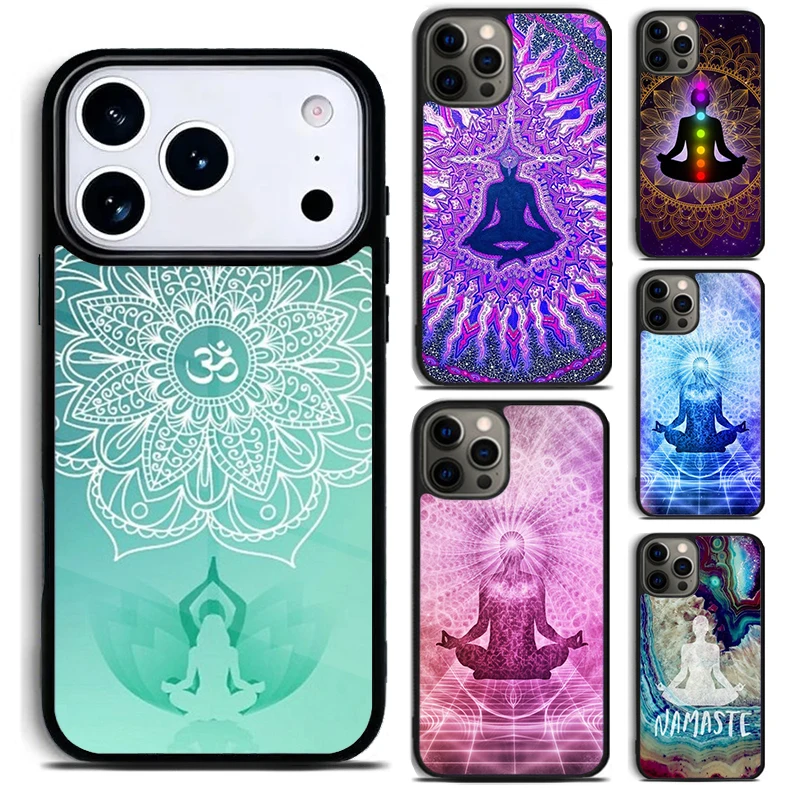 Capa de Celular Mandala Chakra Yoga para iPhone 17 16 15 Pro Max Air 14 13 12 11 Plus à Prova de Choque