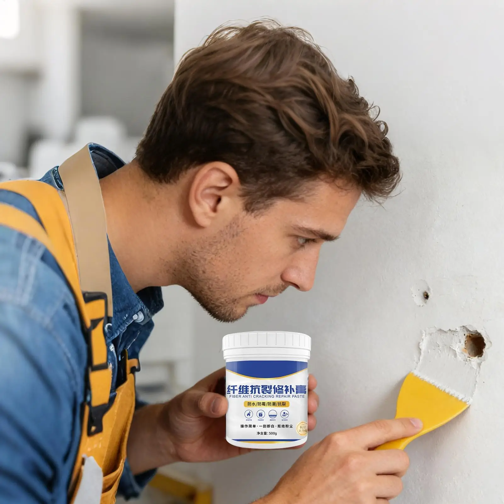 Waterproof Wall Crack Repair Paste 500g Long-Lasting Drywall Mending Agent Multi-Surface Putty for Home Kitchen Ceiling, Drywall