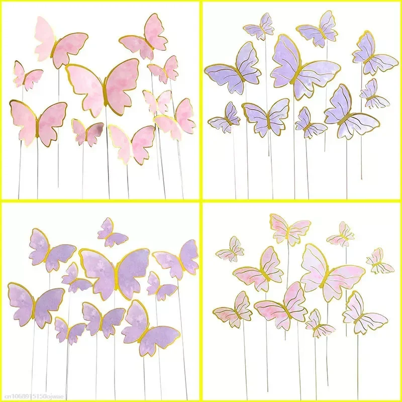 Iron Crafts Butterfly Birthday Cake Decoration Card Insertion Festival Plugin INS Baking Decoration Flag Combination Set